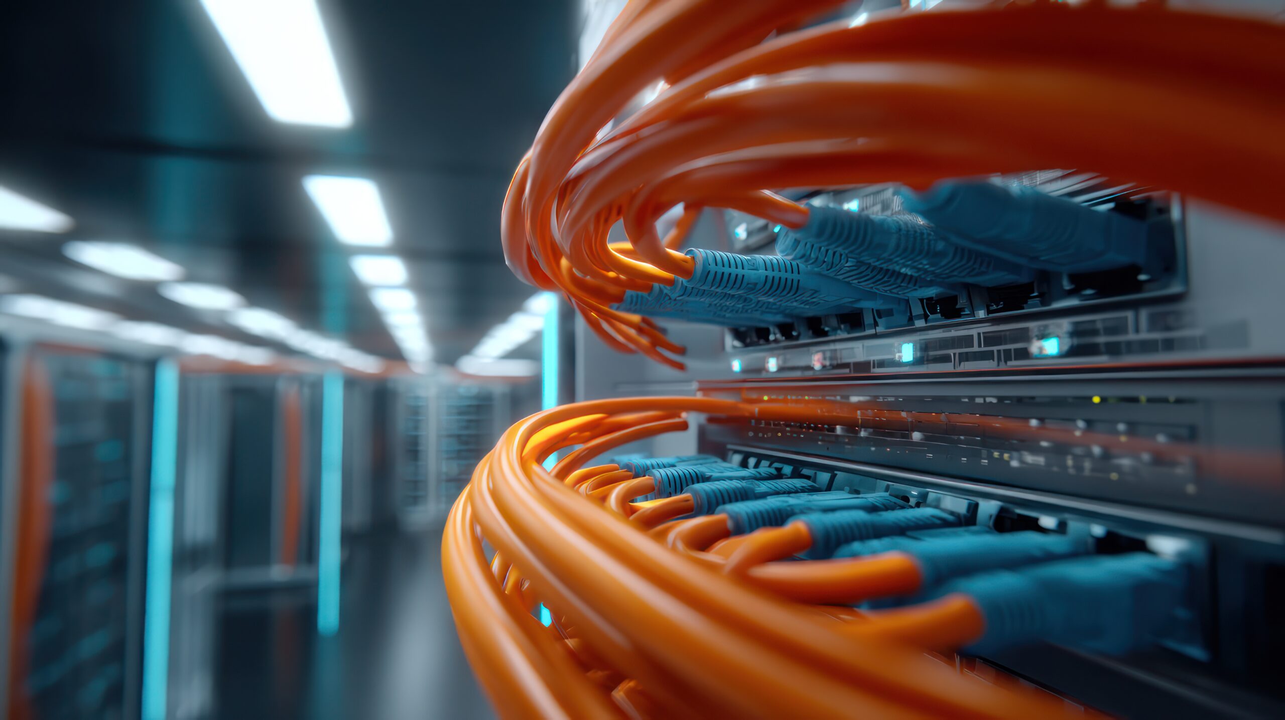 server room cables, network infrastructure