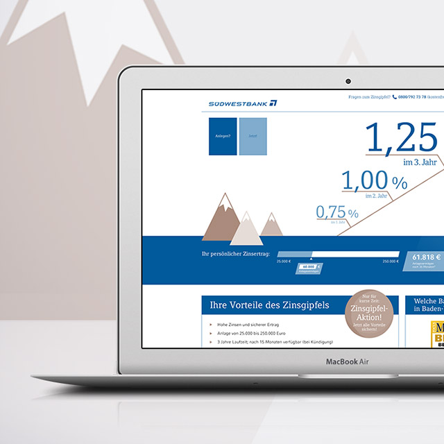Südwestbank: Landingpage